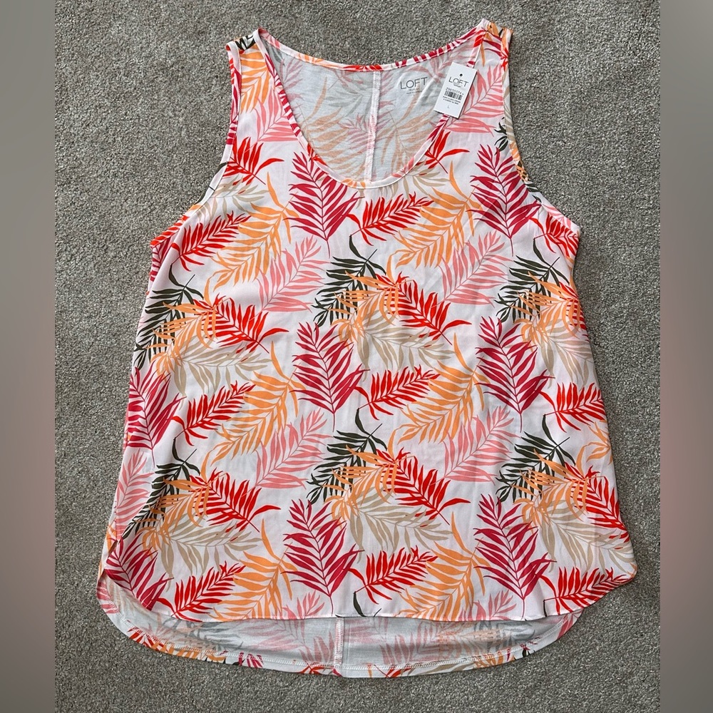 Women’s Loft mixed fabric sleeveless blouse, size L, new with tags